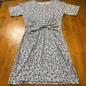 Aerie Blue Hearts leopard print twist waist accent cotton dress Womens Size XS